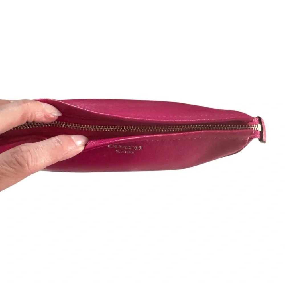 COACH Legacy Hot Pink Leather Wristlet with Silver Hardware